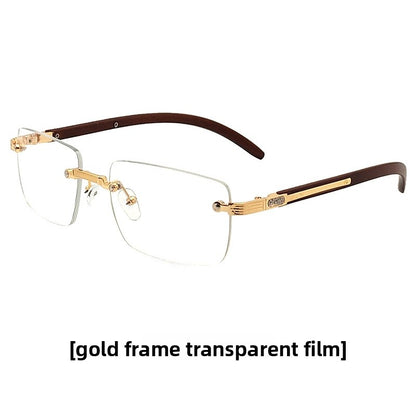 Frameless Square Blue Light Blocking Glasses With PC Lens Material, Ideal For Summer Wear
