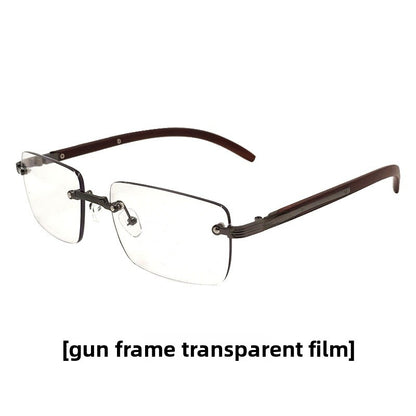 Frameless Square Blue Light Blocking Glasses With PC Lens Material, Ideal For Summer Wear