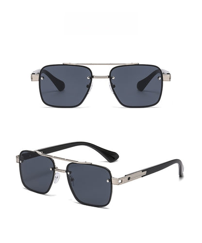 Unisex Half Frame Polygons Sunglasses With PC Lens Material In Golden, Perfect For Outdoor Use