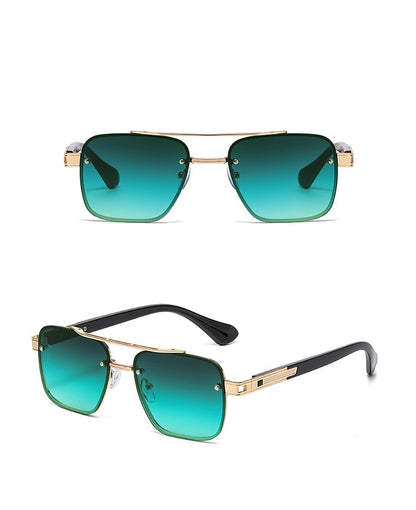 Unisex Half Frame Polygons Sunglasses With PC Lens Material In Golden, Perfect For Outdoor Use