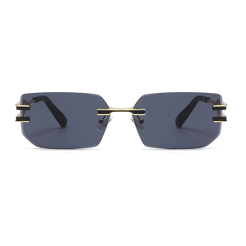 Unisex Polygons Full Frame Sunglasses With PC Lens Material In Golden, Perfect For Spring