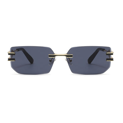 Unisex Polygons Full Frame Sunglasses With PC Lens Material In Golden, Perfect For Spring
