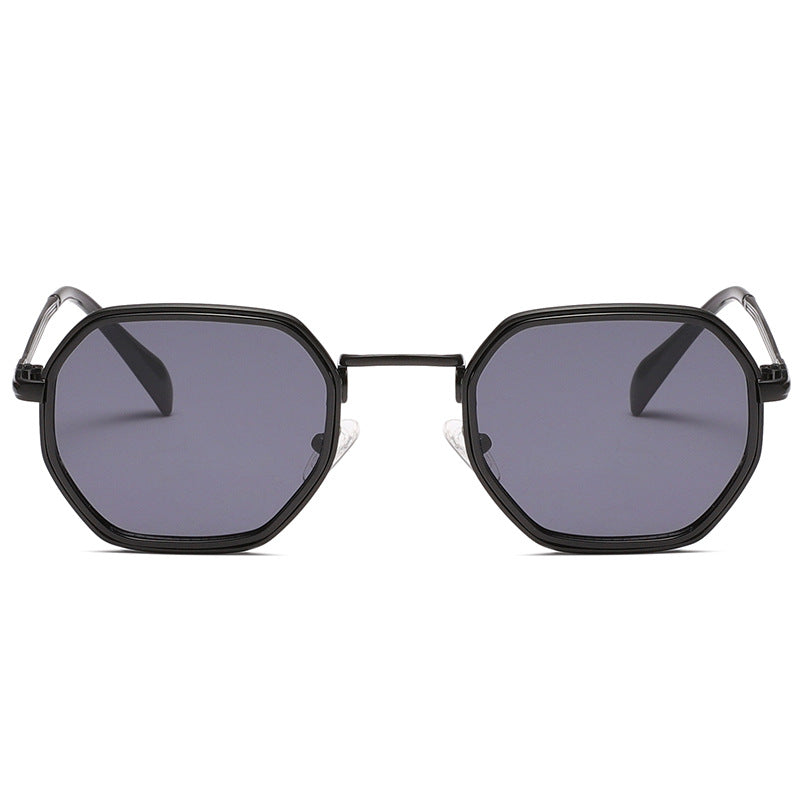 Unisex Full Frame Polygons Sunglasses With PC Lens Material In Black, Perfect For Autumn
