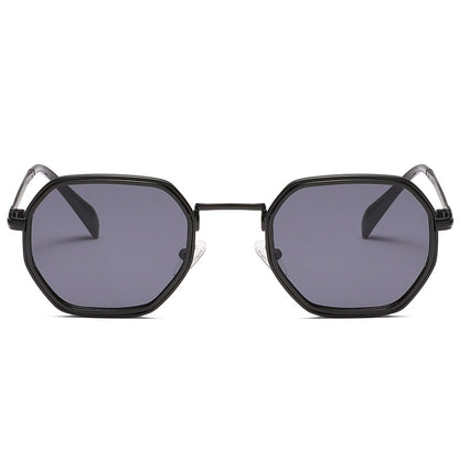 Unisex Full Frame Polygons Sunglasses With PC Lens Material In Black, Perfect For Autumn