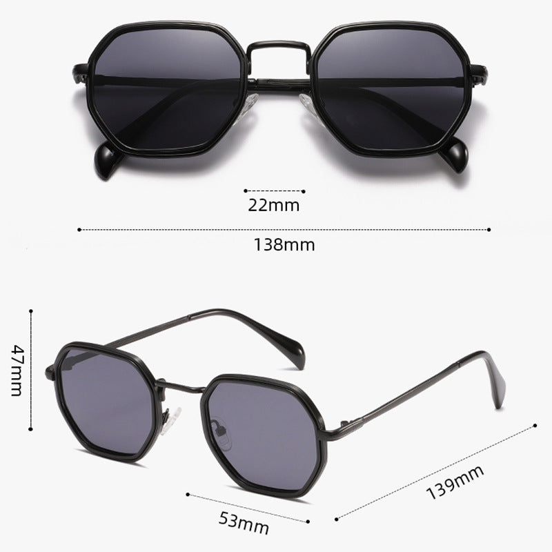 Unisex Full Frame Polygons Sunglasses With PC Lens Material In Black, Perfect For Autumn