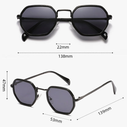 Unisex Full Frame Polygons Sunglasses With PC Lens Material In Black, Perfect For Autumn