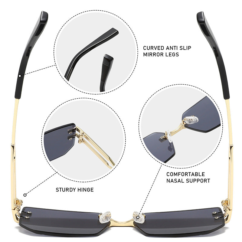 Unisex Polygons Full Frame Sunglasses With PC Lens Material In Golden, Perfect For Spring