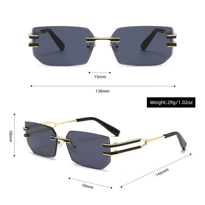 Unisex Polygons Full Frame Sunglasses With PC Lens Material In Golden, Perfect For Spring