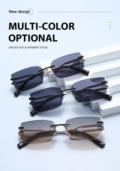 Unisex Polygons Full Frame Sunglasses With PC Lens Material In Golden, Perfect For Spring