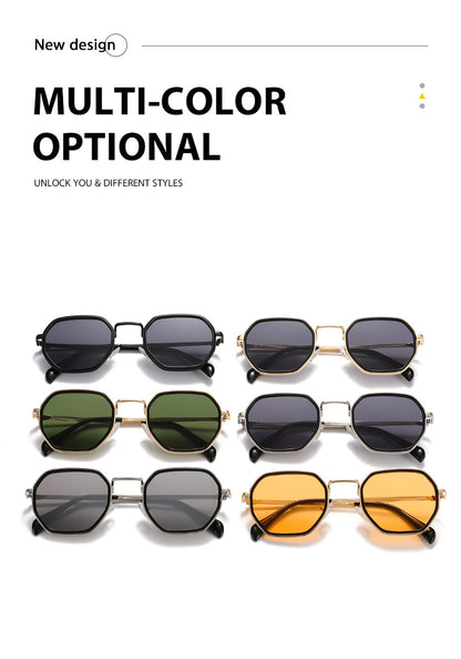 Unisex Full Frame Polygons Sunglasses With PC Lens Material In Black, Perfect For Autumn