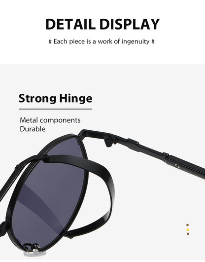 Unisex Round Frame Full Frame Sunglasses With PC Lens Material In Golden, Perfect For Summer
