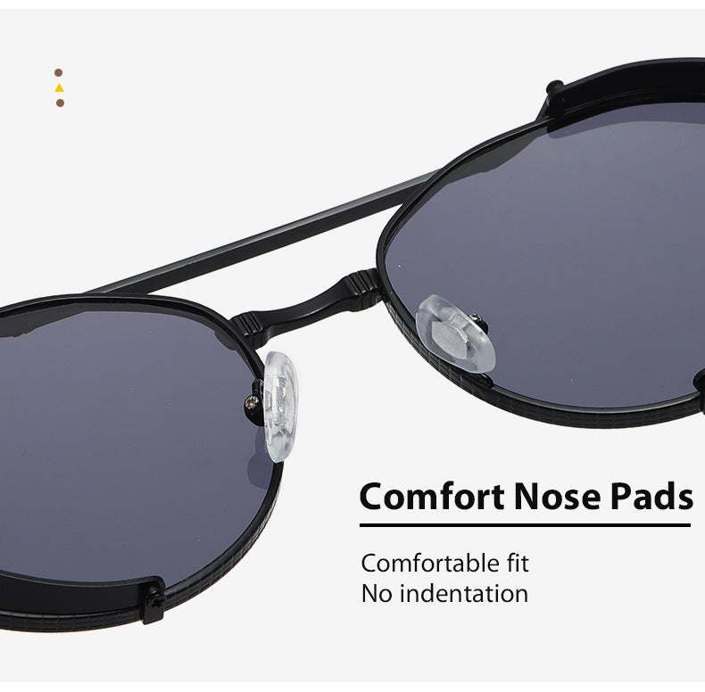 Unisex Round Frame Full Frame Sunglasses With PC Lens Material In Golden, Perfect For Summer