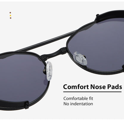 Unisex Round Frame Full Frame Sunglasses With PC Lens Material In Golden, Perfect For Summer