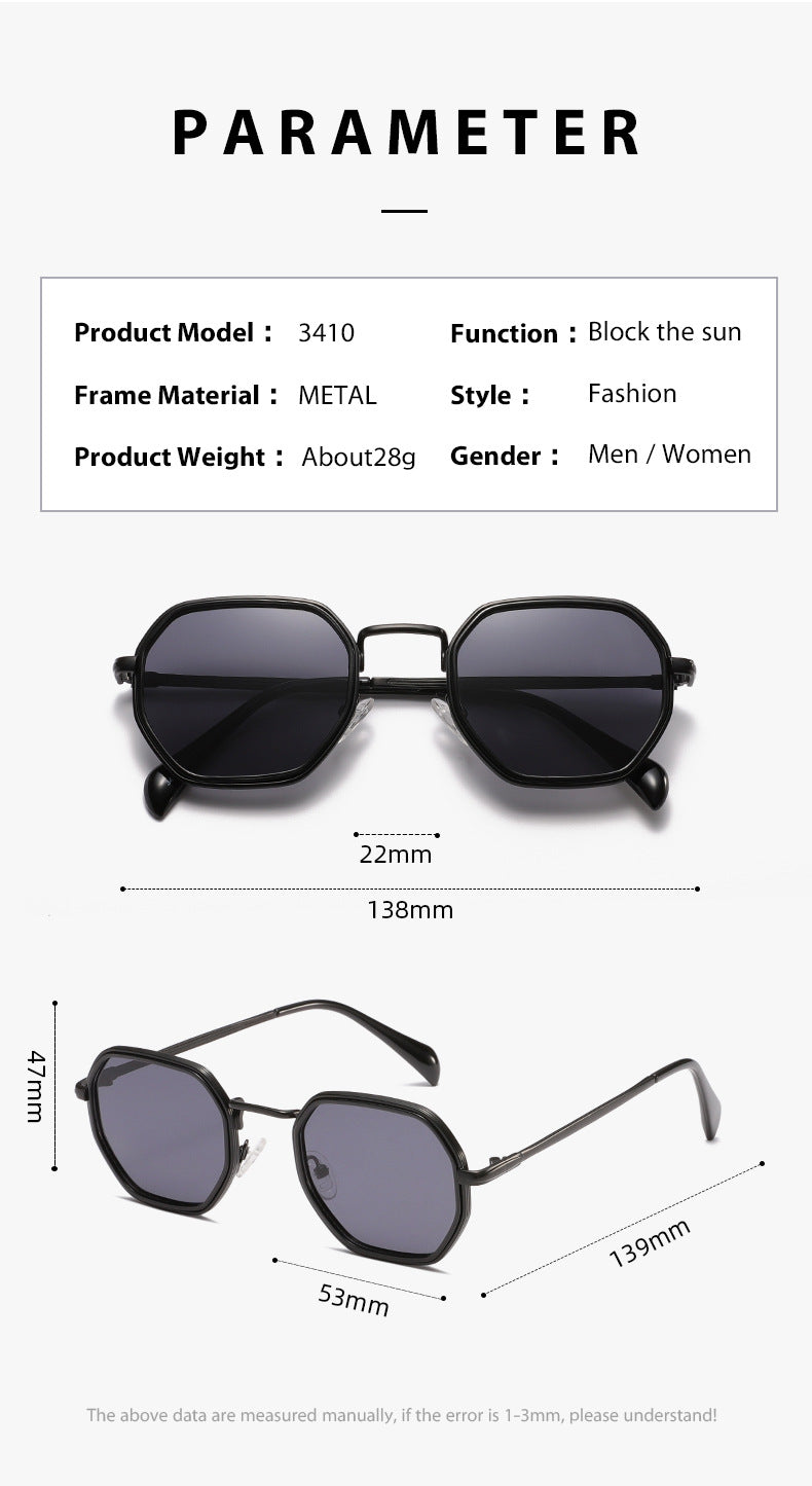 Unisex Full Frame Polygons Sunglasses With PC Lens Material In Black, Perfect For Autumn