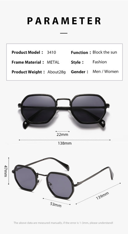 Unisex Full Frame Polygons Sunglasses With PC Lens Material In Black, Perfect For Autumn