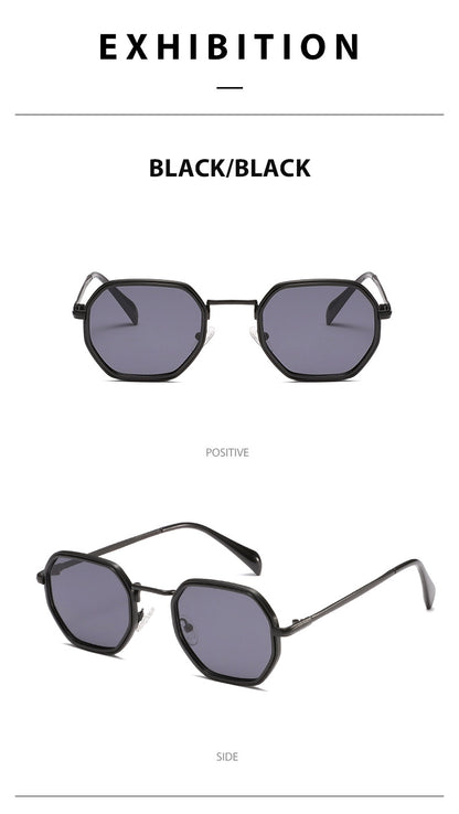 Unisex Full Frame Polygons Sunglasses With PC Lens Material In Black, Perfect For Autumn