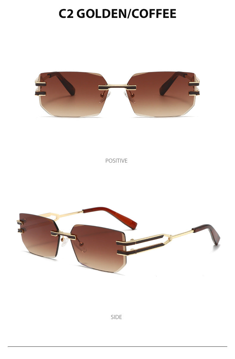 Unisex Polygons Full Frame Sunglasses With PC Lens Material In Golden, Perfect For Spring