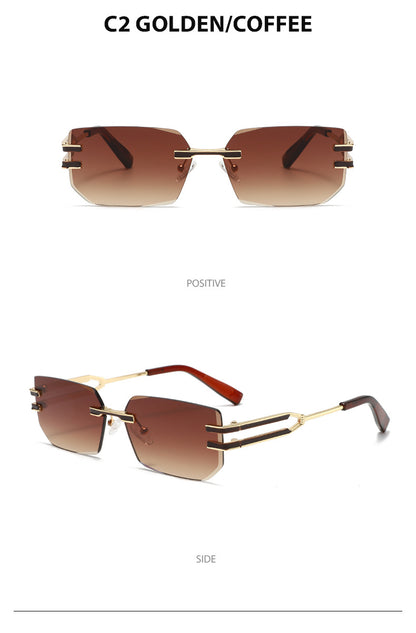 Unisex Polygons Full Frame Sunglasses With PC Lens Material In Golden, Perfect For Spring