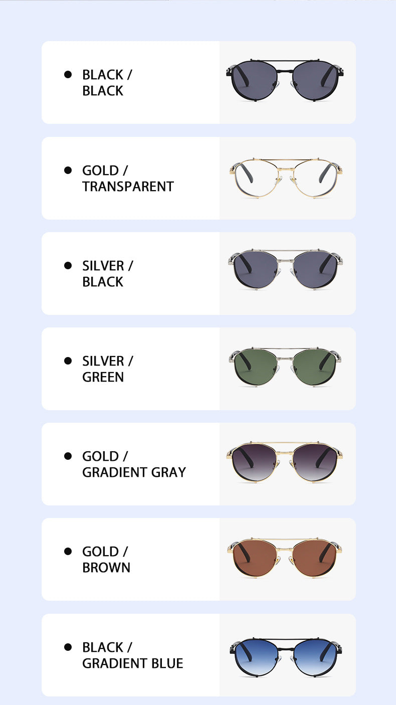 Unisex Round Frame Full Frame Sunglasses With PC Lens Material In Golden, Perfect For Summer