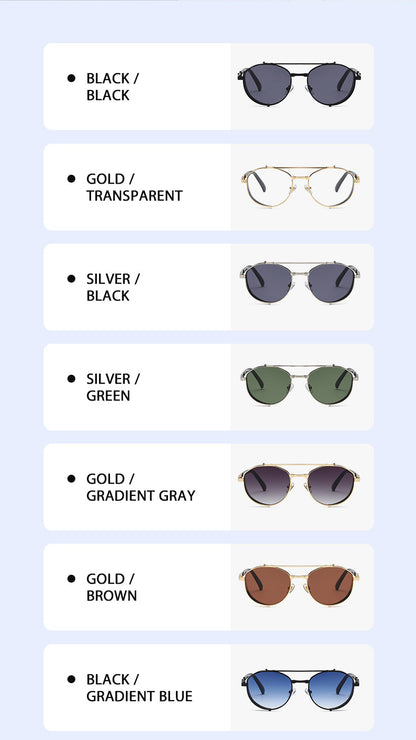 Unisex Round Frame Full Frame Sunglasses With PC Lens Material In Golden, Perfect For Summer