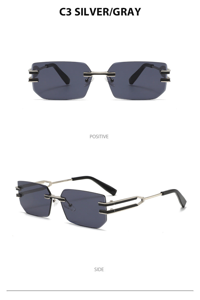 Unisex Polygons Full Frame Sunglasses With PC Lens Material In Golden, Perfect For Spring