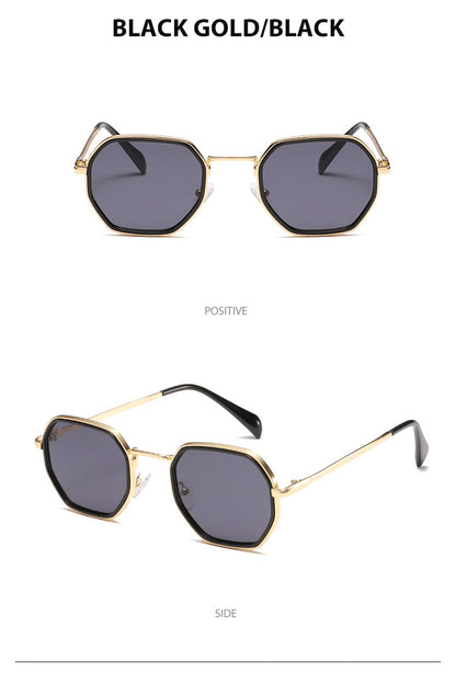 Unisex Full Frame Polygons Sunglasses With PC Lens Material In Black, Perfect For Autumn