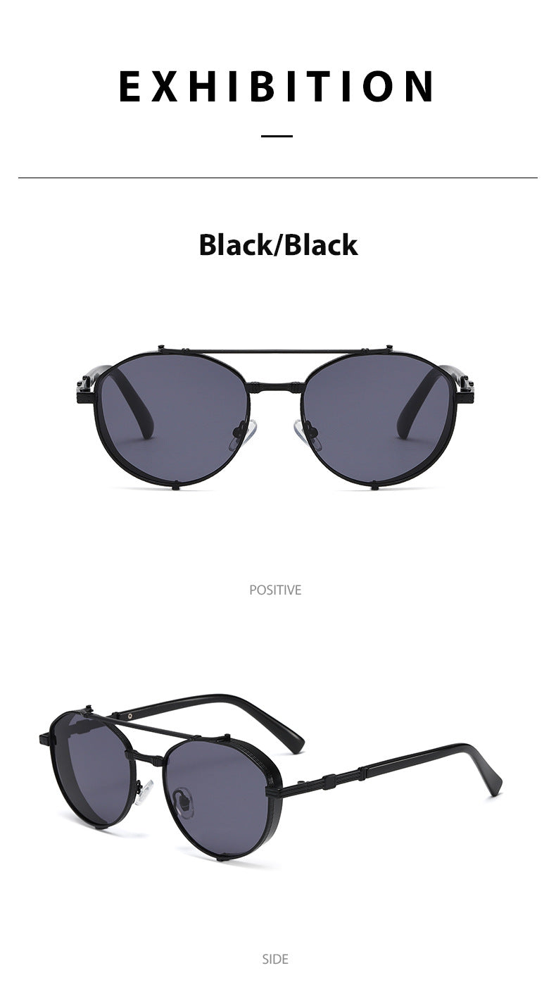 Unisex Round Frame Full Frame Sunglasses With PC Lens Material In Golden, Perfect For Summer
