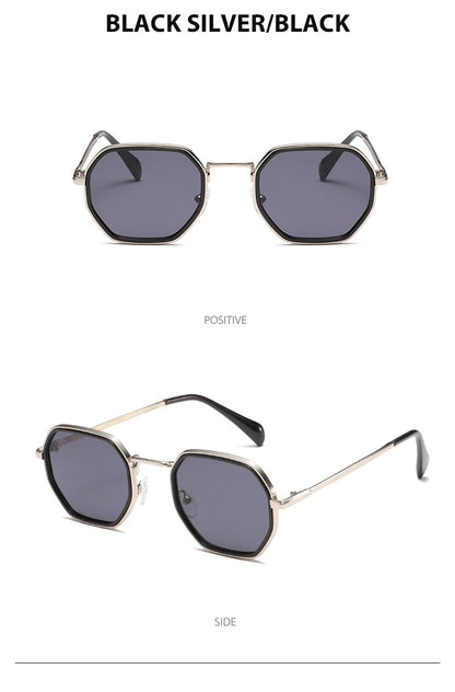 Unisex Full Frame Polygons Sunglasses With PC Lens Material In Black, Perfect For Autumn