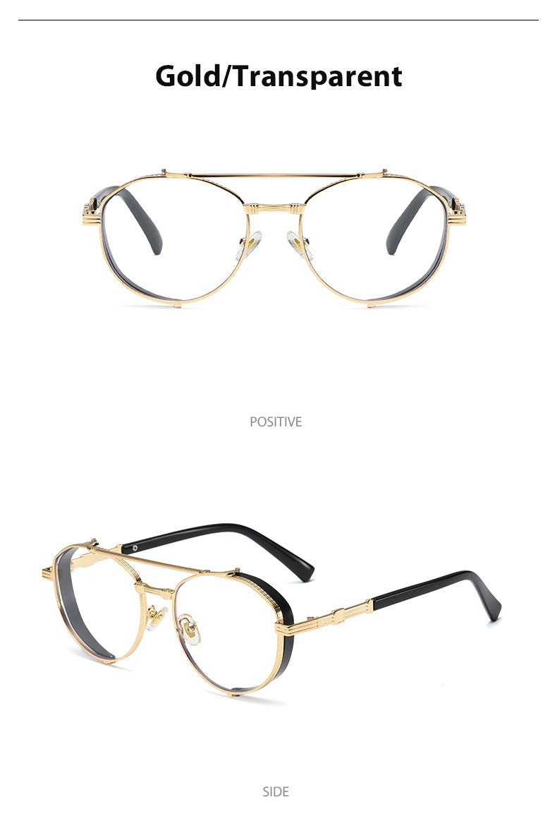 Unisex Round Frame Full Frame Sunglasses With PC Lens Material In Golden, Perfect For Summer
