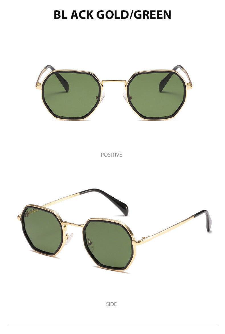 Unisex Full Frame Polygons Sunglasses With PC Lens Material In Black, Perfect For Autumn
