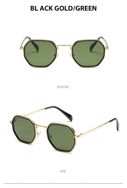 Unisex Full Frame Polygons Sunglasses With PC Lens Material In Black, Perfect For Autumn