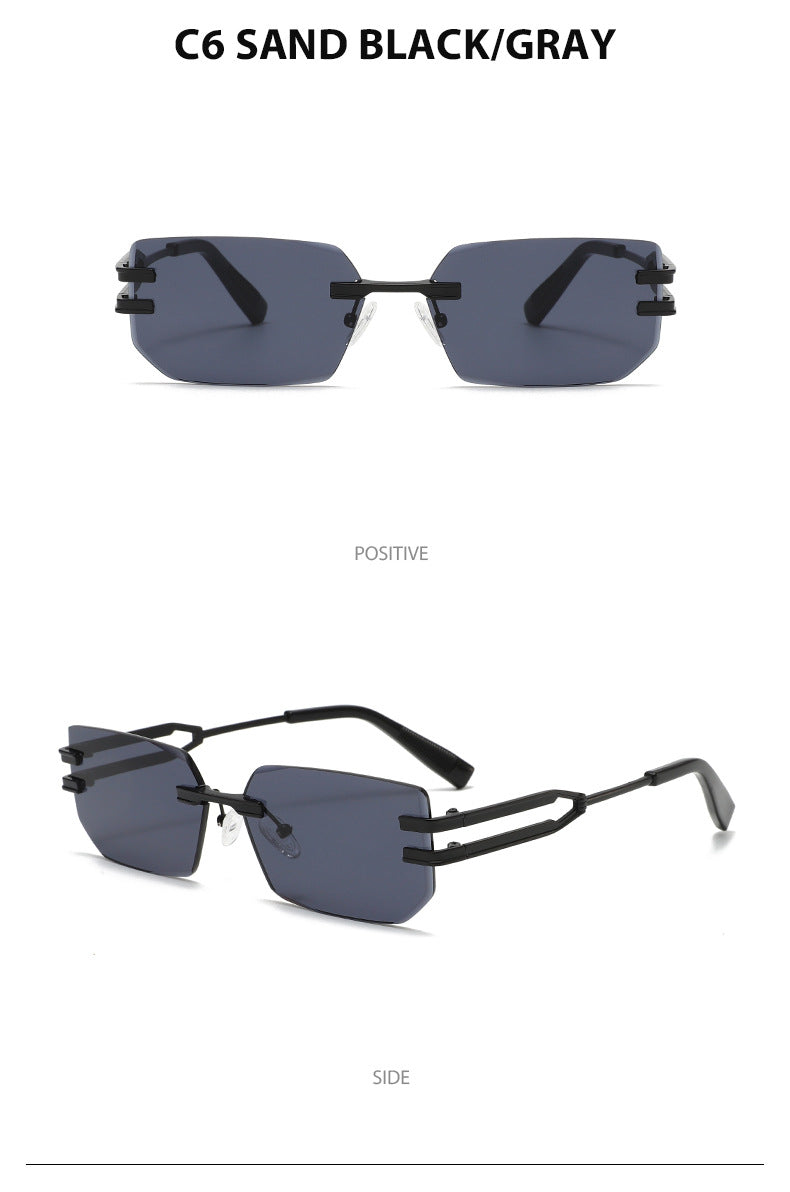 Unisex Polygons Full Frame Sunglasses With PC Lens Material In Golden, Perfect For Spring
