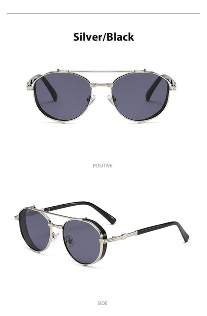 Unisex Round Frame Full Frame Sunglasses With PC Lens Material In Golden, Perfect For Summer