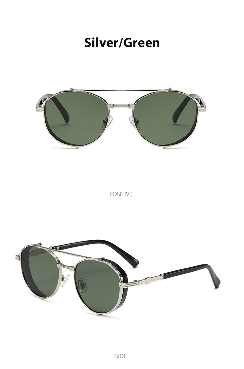 Unisex Round Frame Full Frame Sunglasses With PC Lens Material In Golden, Perfect For Summer