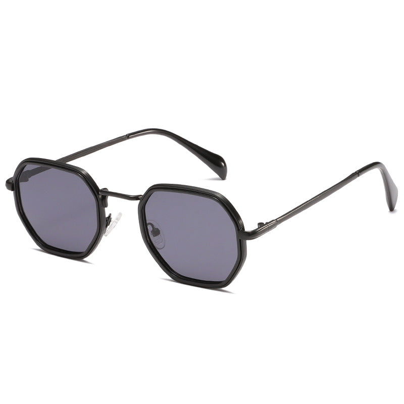 Unisex Full Frame Polygons Sunglasses With PC Lens Material In Black, Perfect For Autumn