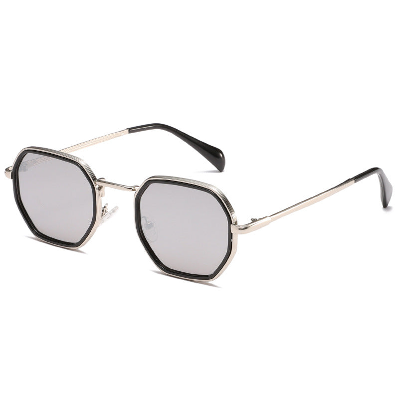 Unisex Full Frame Polygons Sunglasses With PC Lens Material In Black, Perfect For Autumn