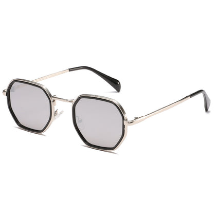 Unisex Full Frame Polygons Sunglasses With PC Lens Material In Black, Perfect For Autumn