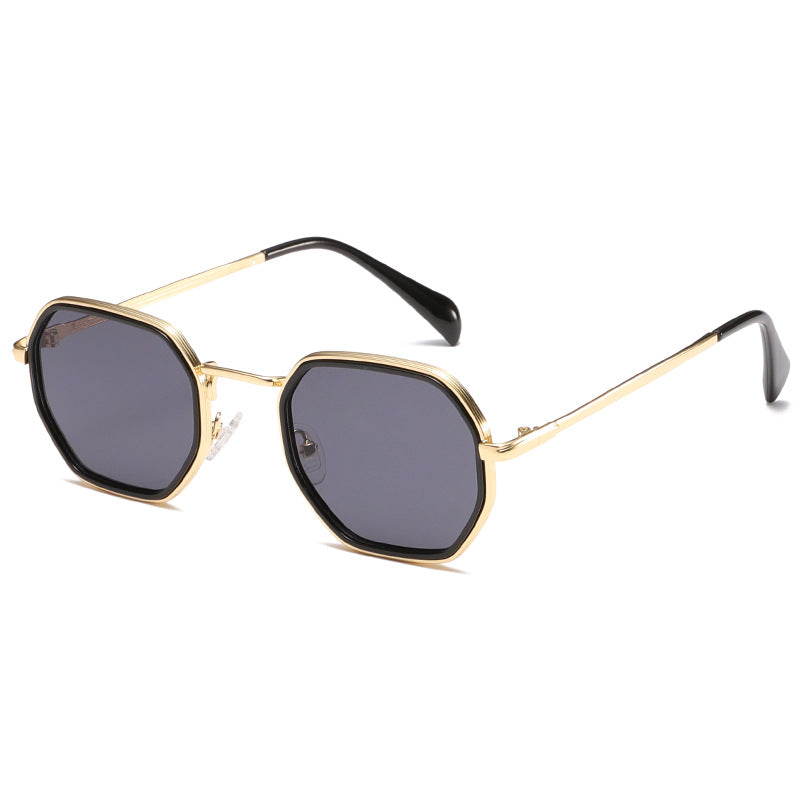 Unisex Full Frame Polygons Sunglasses With PC Lens Material In Black, Perfect For Autumn