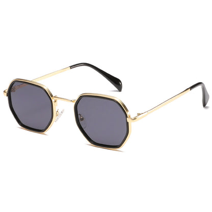 Unisex Full Frame Polygons Sunglasses With PC Lens Material In Black, Perfect For Autumn