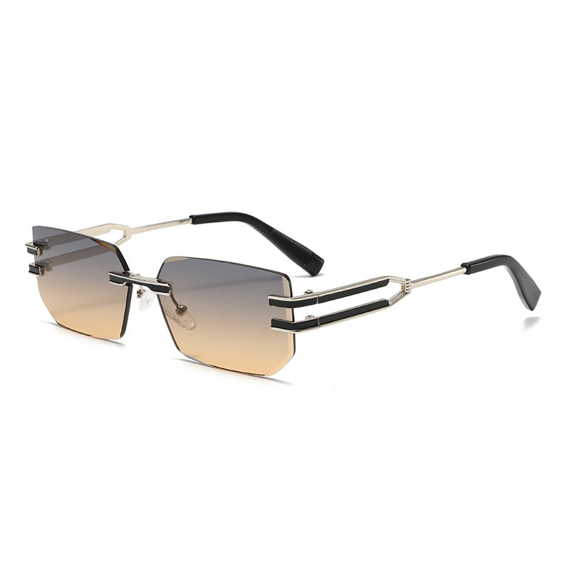 Unisex Polygons Full Frame Sunglasses With PC Lens Material In Golden, Perfect For Spring