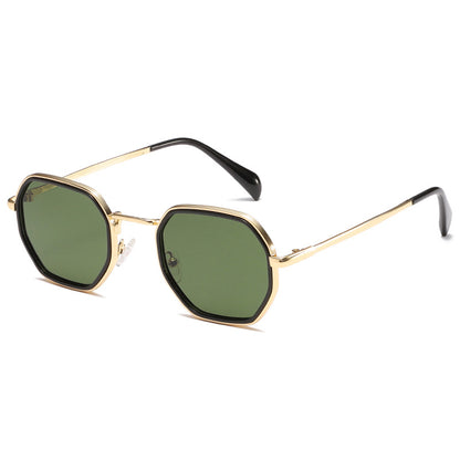 Unisex Full Frame Polygons Sunglasses With PC Lens Material In Black, Perfect For Autumn