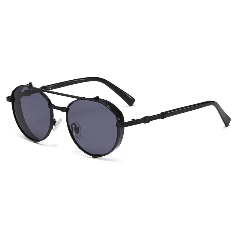 Unisex Round Frame Full Frame Sunglasses With PC Lens Material In Golden, Perfect For Summer