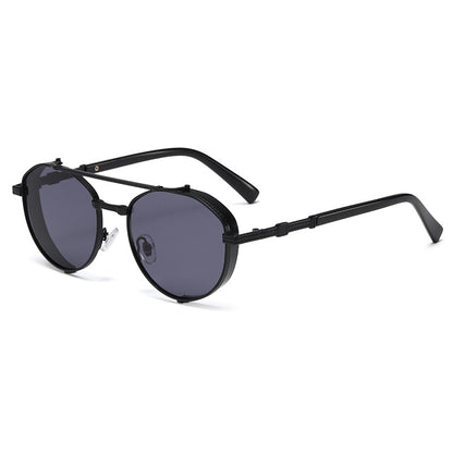 Unisex Round Frame Full Frame Sunglasses With PC Lens Material In Golden, Perfect For Summer