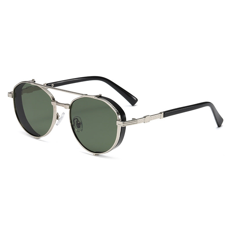 Unisex Round Frame Full Frame Sunglasses With PC Lens Material In Golden, Perfect For Summer