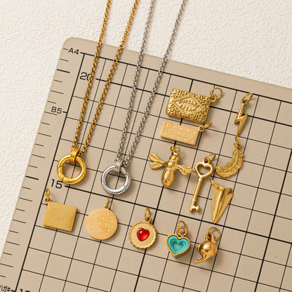 Heart Shape Pendant In 27x23mm 304 Stainless Steel With 18K Gold Plated PVD Coating And 0.03µm Thickness, 1 Piece