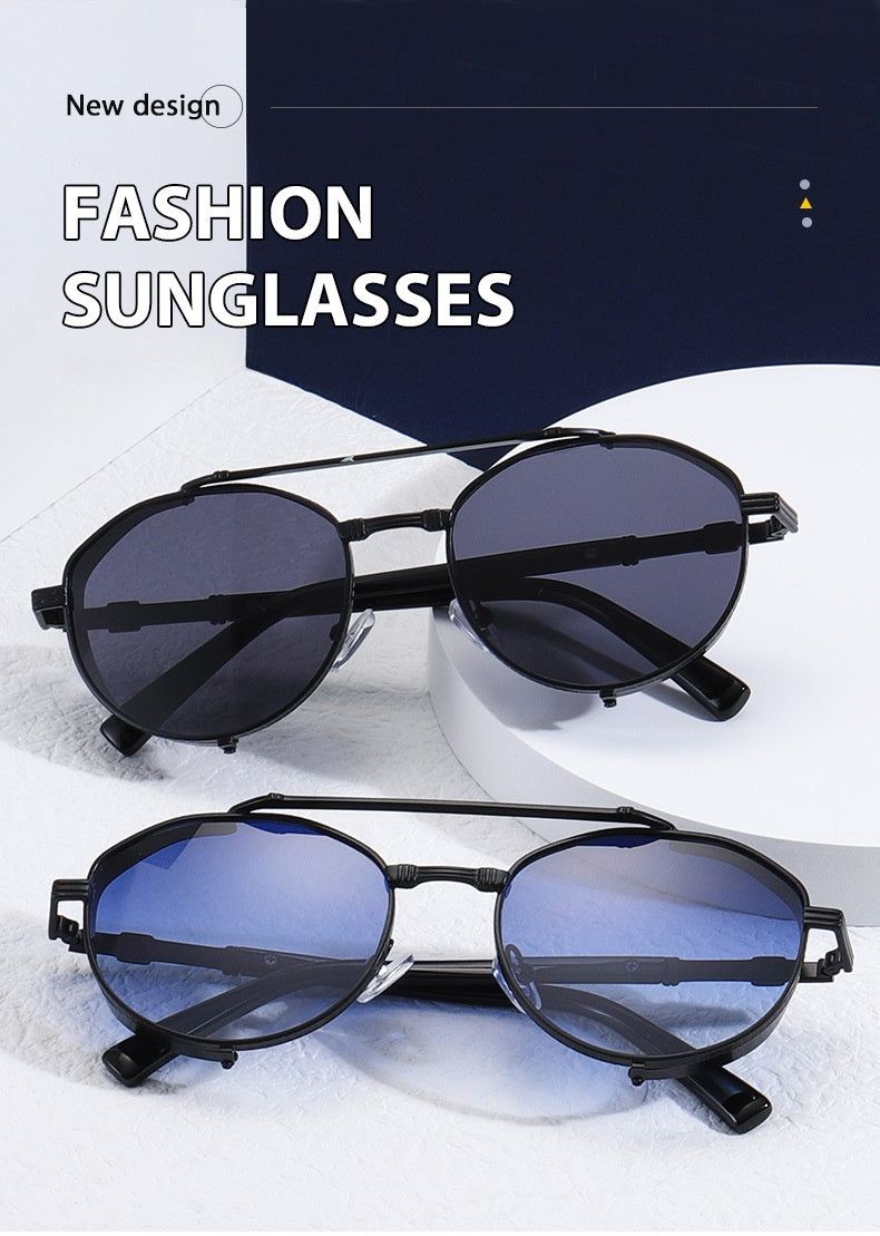 Unisex Round Frame Full Frame Sunglasses With PC Lens Material In Golden, Perfect For Summer