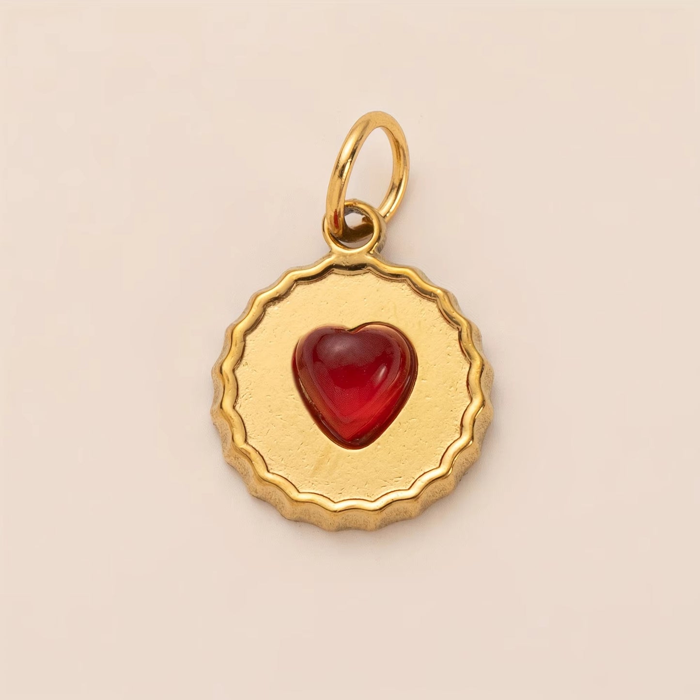 Heart Shape Pendant In 27x23mm 304 Stainless Steel With 18K Gold Plated PVD Coating And 0.03µm Thickness, 1 Piece