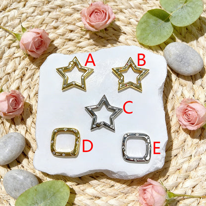 1 Pc Copper Jewelry Buckle With Pentagram Pattern, 18K Real Gold Plated Electroplating, Zircon Inlay, Spring Ring Trigger Clasp Closure