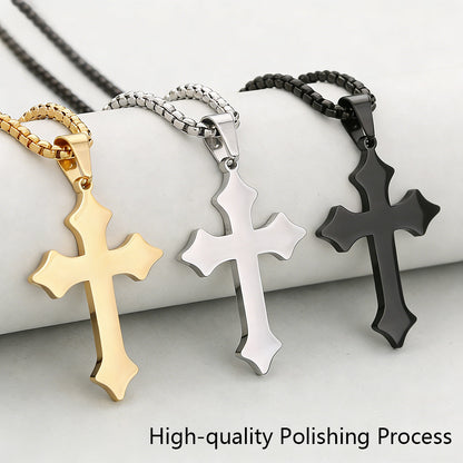 Cross Pendant 304 Stainless Steel 18K Gold Plated PVD Coated 0.05-0.08µm Thickness 1 Pc
