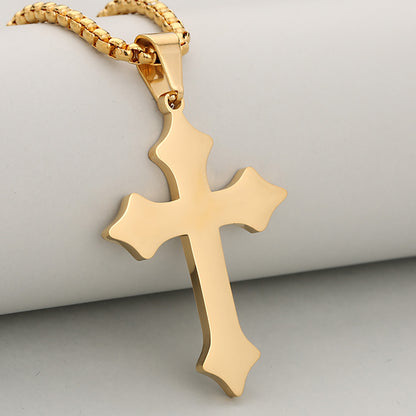 Cross Pendant 304 Stainless Steel 18K Gold Plated PVD Coated 0.05-0.08µm Thickness 1 Pc